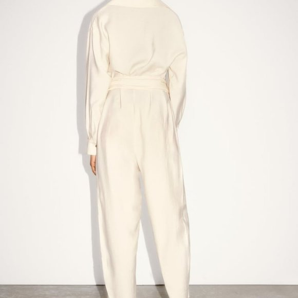 Zara Pants & Jumpsuits New Zara Gold Buckle Wrap Jumpsuit Oyster